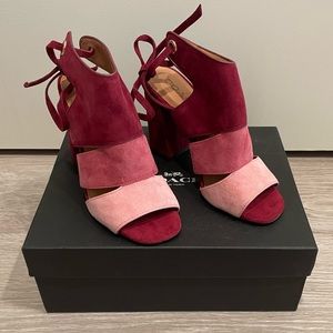 Coach Minetta Lux Suede Block Heel